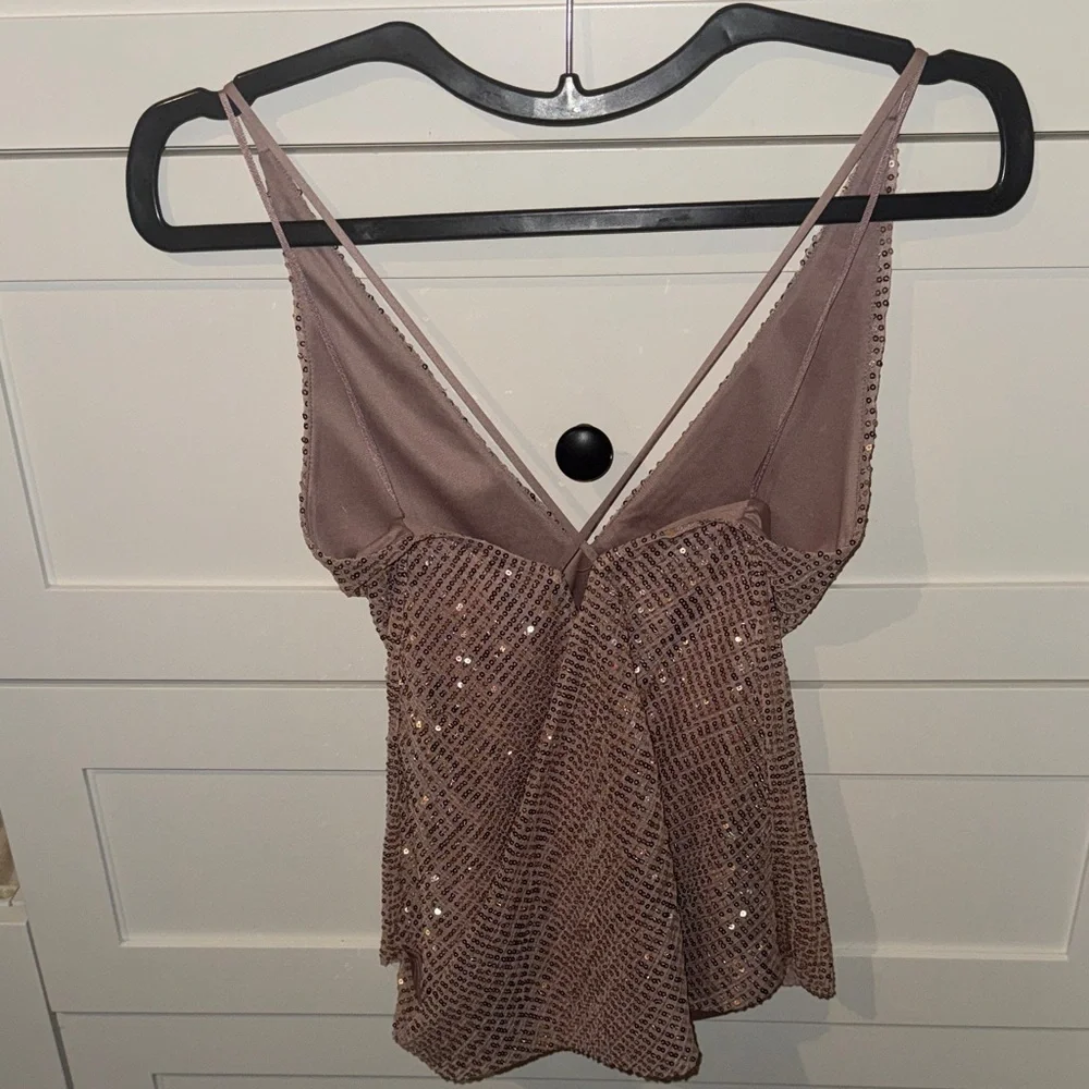 Express Sequin V-Neck Camisole - Brown - Picture 4 of 4